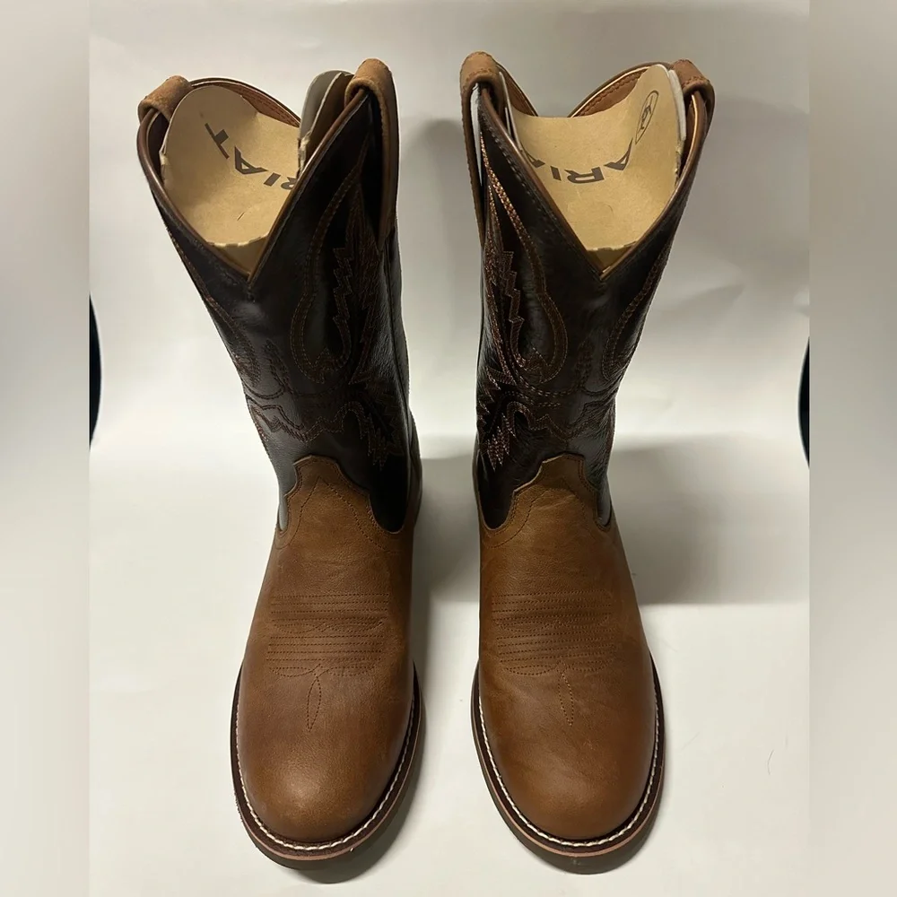 Ariat Men's Brown Sport Stratten Round Toe Cowboy Western Boots - Picture 2 of 10